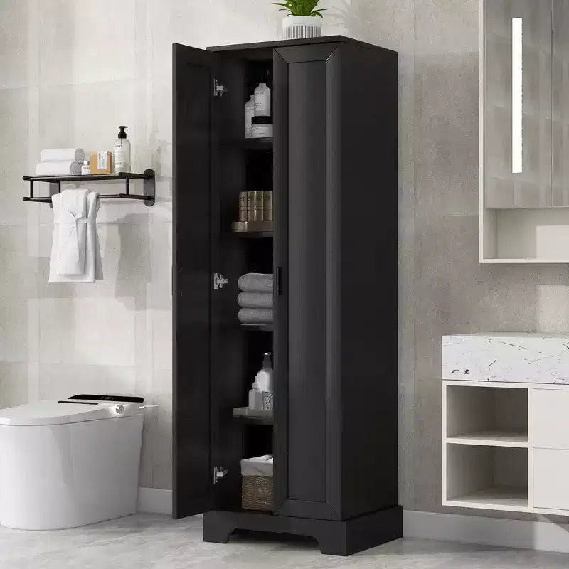 Whisen Double Door Bathroom Storage Cabinet with Adjustable Shelf, Verticle Cabinet