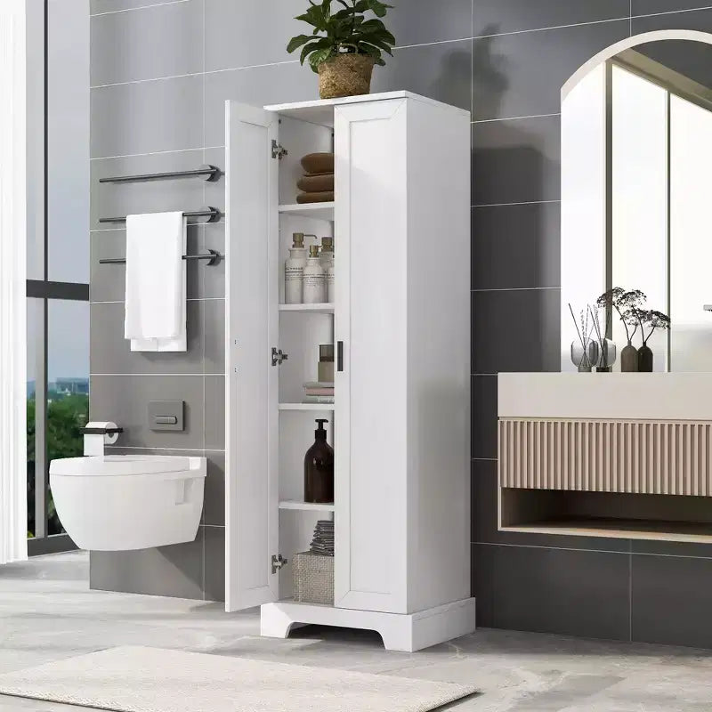 Double Door Bathroom Storage Cabinet with Adjustable Shelf, Verticle Cabinet