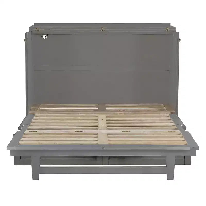 Full/Queen Size Murphy Bed with Large Drawers & USB Ports