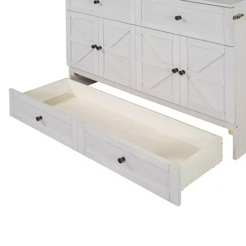 Full/Queen Size Murphy Bed with Large Drawers & USB Ports