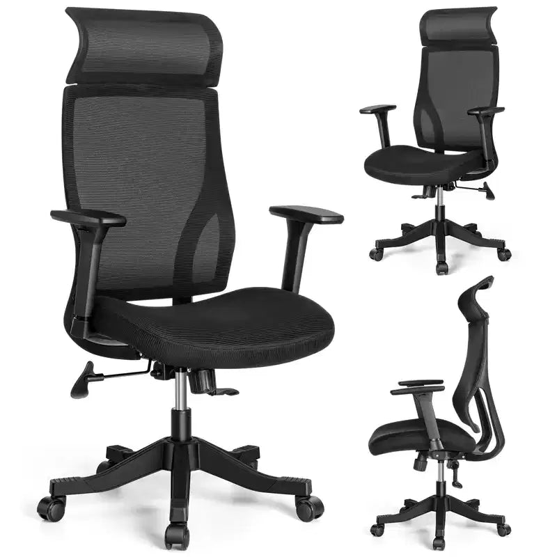 Ergonomic Mesh Office Chair BIFMA Certified with 3.5 Inch Cushion Adjustable Lumbar Support Flip-Up Arms 330 lb Capacity Desk Chair