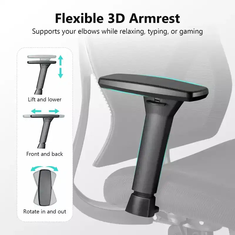 Ergonomic Mesh Office Chair BIFMA Certified with 3.5 Inch Cushion Adjustable Lumbar Support Flip-Up Arms 330 lb Capacity Desk Chair