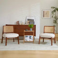Set of 2 Accent Chair, Modern Lounge Chair Accent Seating with Woven Backrest, for Living Room, Bedroom, Beige -ModernLuxe