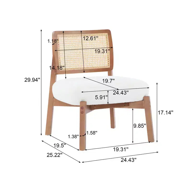 Accent Chair, Modern Lounge Chair Accent Seating with Woven Backrest, for Living Room, Bedroom, Beige