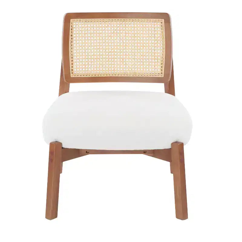Accent Chair, Modern Lounge Chair Accent Seating with Woven Backrest, for Living Room, Bedroom, Beige