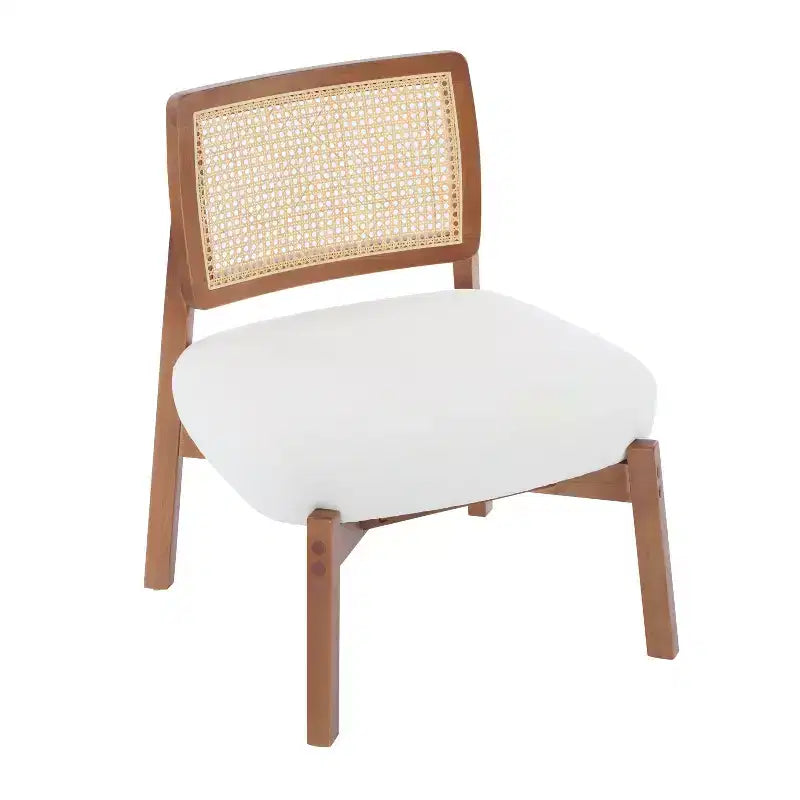 Accent Chair, Modern Lounge Chair Accent Seating with Woven Backrest, for Living Room, Bedroom, Beige