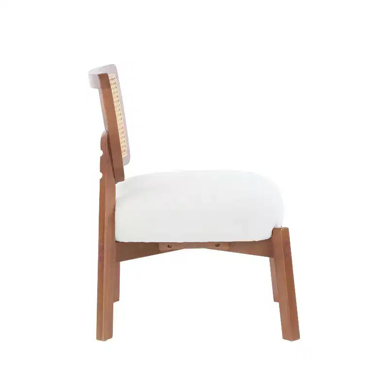 Accent Chair, Modern Lounge Chair Accent Seating with Woven Backrest, for Living Room, Bedroom, Beige