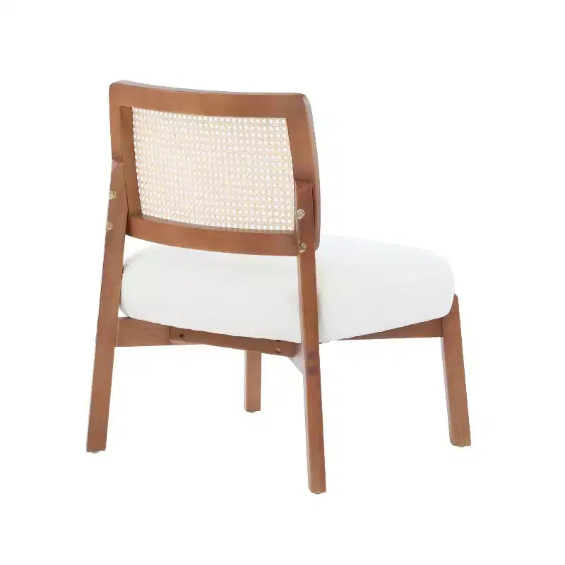 Accent Chair, Modern Lounge Chair Accent Seating with Woven Backrest, for Living Room, Bedroom, Beige