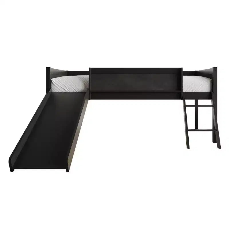 Twin Size Wooden Loft Bed with Safety Guardrails and Ladder – Space-Saving Kids Bed Frame for Bedroom