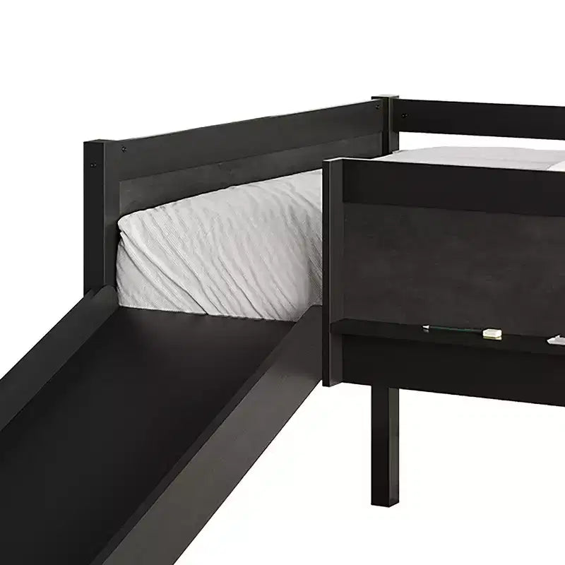 Twin Size Wooden Loft Bed with Safety Guardrails and Ladder – Space-Saving Kids Bed Frame for Bedroom