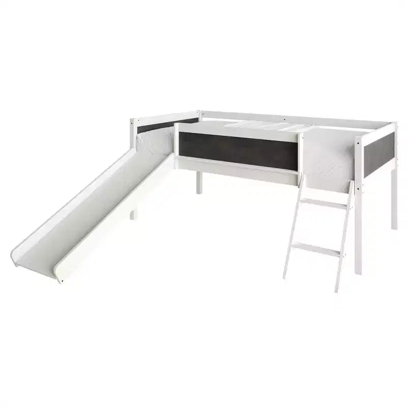 Twin Size Wooden Loft Bed with Safety Guardrails and Ladder – Space-Saving Kids Bed Frame for Bedroom