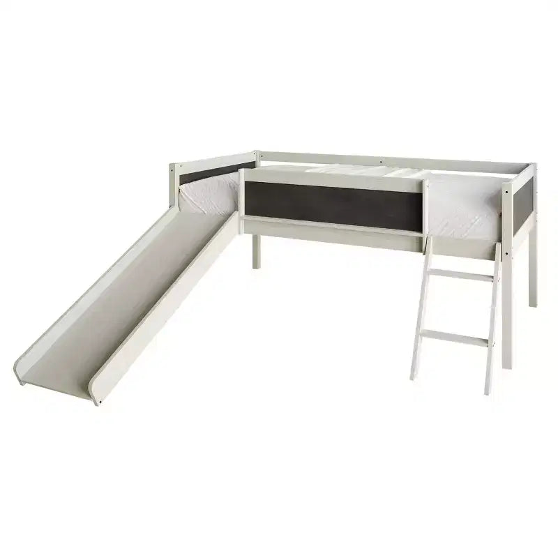 Twin Size Wooden Loft Bed with Safety Guardrails and Ladder – Space-Saving Kids Bed Frame for Bedroom