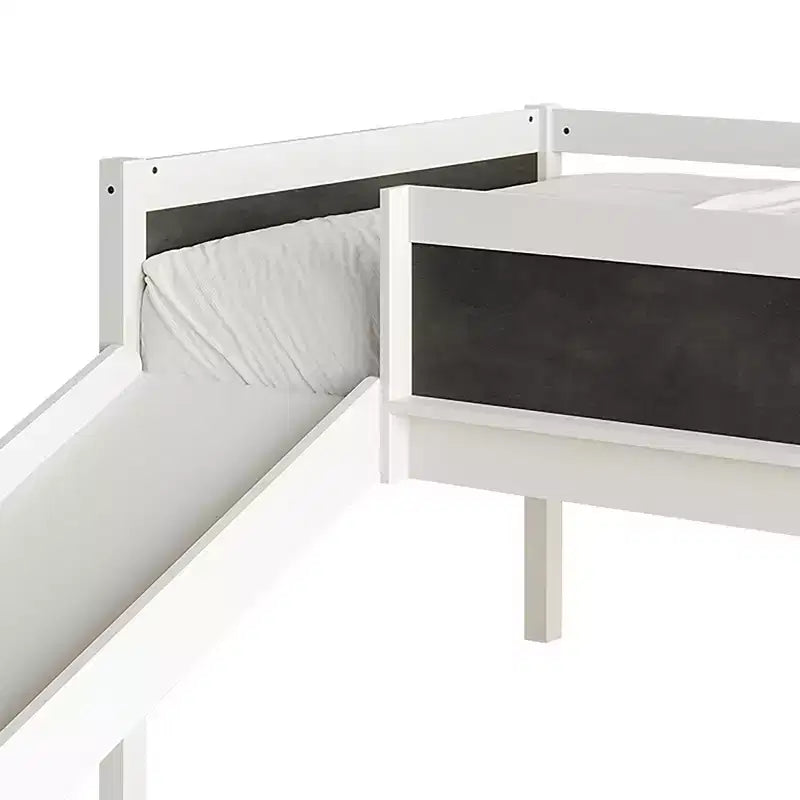 Twin Size Wooden Loft Bed with Safety Guardrails and Ladder – Space-Saving Kids Bed Frame for Bedroom