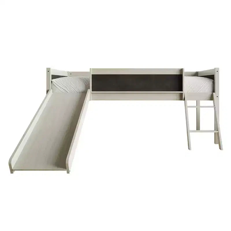 Twin Size Wooden Loft Bed with Safety Guardrails and Ladder – Space-Saving Kids Bed Frame for Bedroom