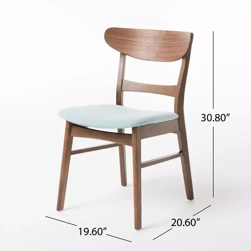 Mid Century Modern Fabric Upholstered Wood Dining Chair Set – Stylish Kitchen Chairs with Solid Wood Legs
