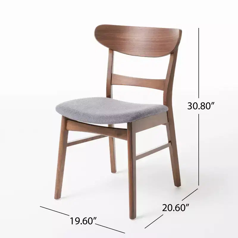 Mid Century Modern Fabric Upholstered Wood Dining Chair Set – Stylish Kitchen Chairs with Solid Wood Legs