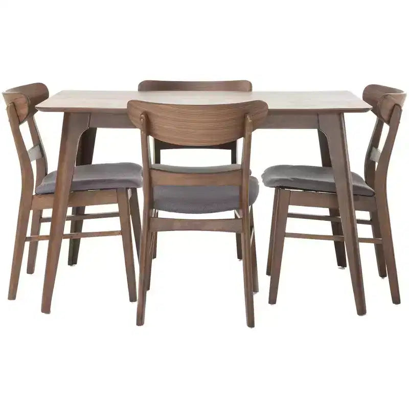 Mid Century Modern Fabric Upholstered Wood Dining Chair Set – Stylish Kitchen Chairs with Solid Wood Legs