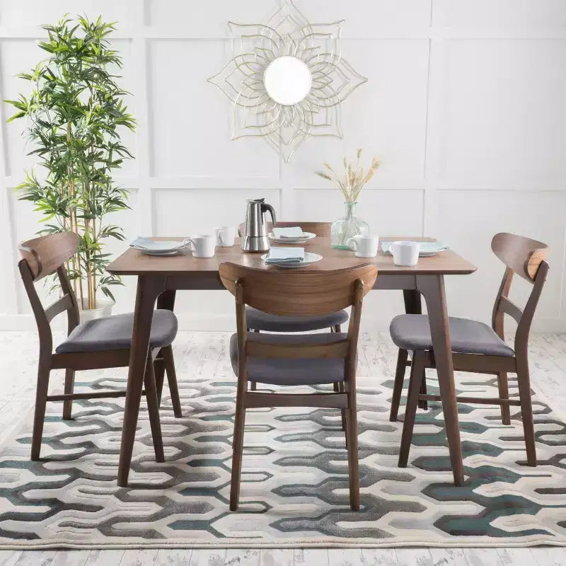Christopher Knight Home Bryner Mid Century Modern Fabric Upholstered Wood 5 Piece Dining Set