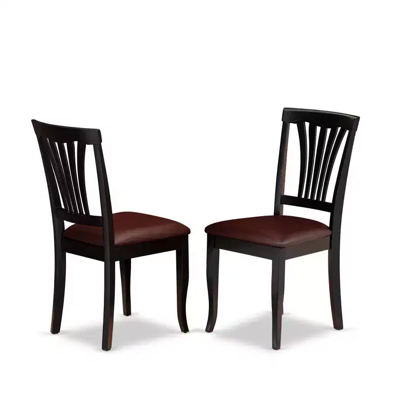HomeStock Kitchen Dining Chairs Set Solid Wood Slat Back Buttermilk Cherry Finish