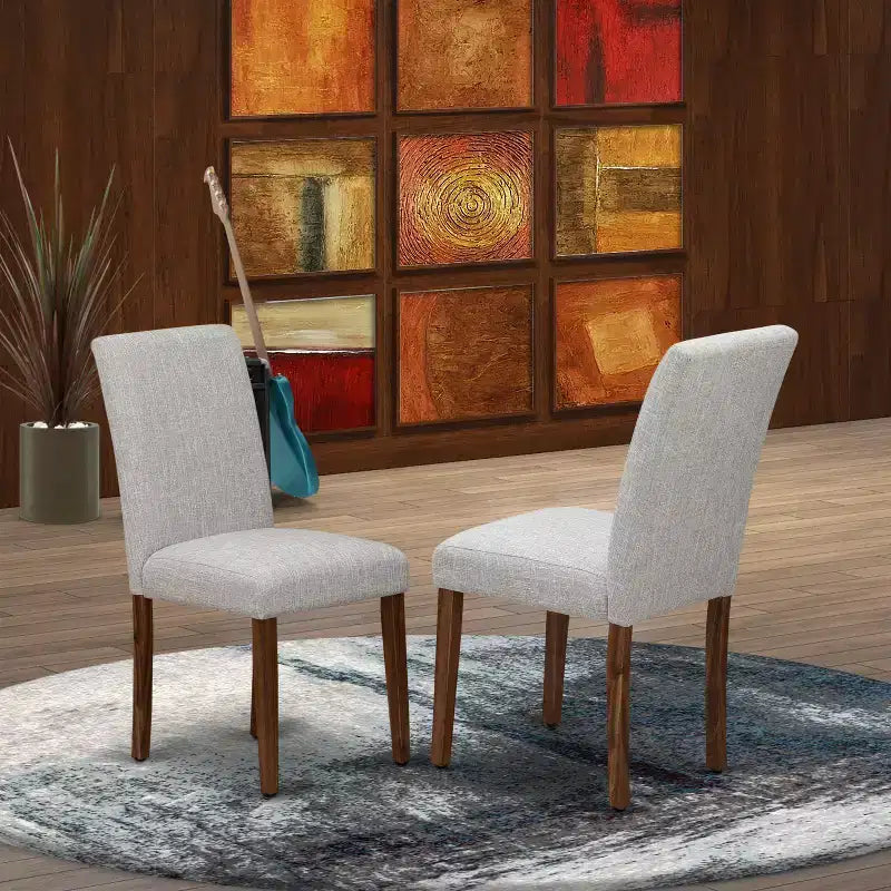 Set of 2 Modern Solid Wood Dining Chairs with Ergonomic Backrest for Kitchen and Dining Room