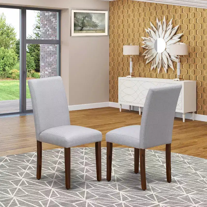 Set of 2 Modern Solid Wood Dining Chairs with Ergonomic Backrest for Kitchen and Dining Room