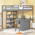 Whisen 77.8''L  75.3''W Full Size Loft Bed with Ladder, Shelves and Desk