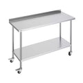 VEVOR 24 x 60 x 40 Inch Stainless Steel Work Table, Commercial Food Prep Worktable with Casters, Heavy Duty Prep Worktable, Metal Work Table