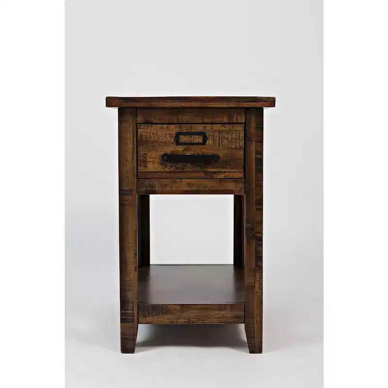Jofran,Cannon Valley Distressed Industrial One Drawer Side Table- Gray Color