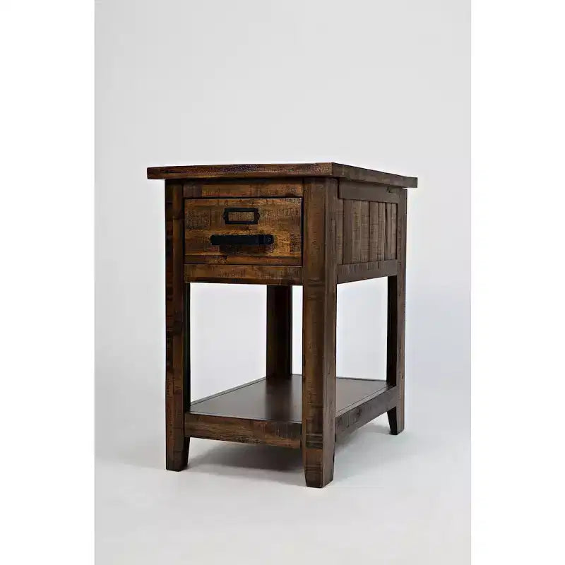 Distressed Industrial One Drawer Side Table - Gray Color