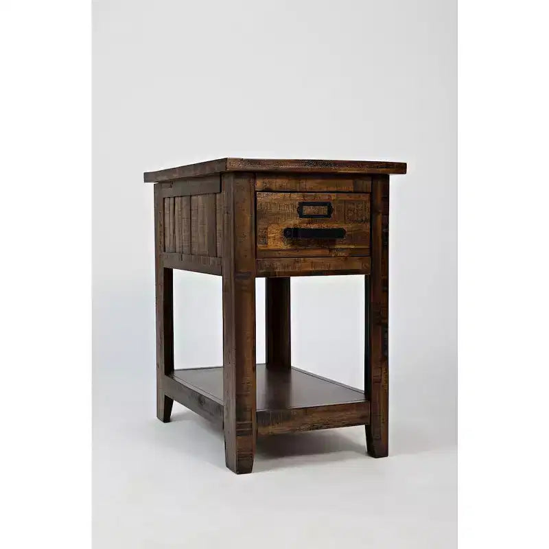 Distressed Industrial One Drawer Side Table - Gray Color