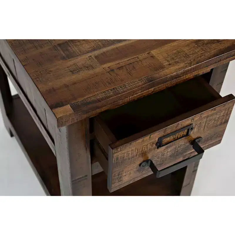 Distressed Industrial One Drawer Side Table - Gray Color