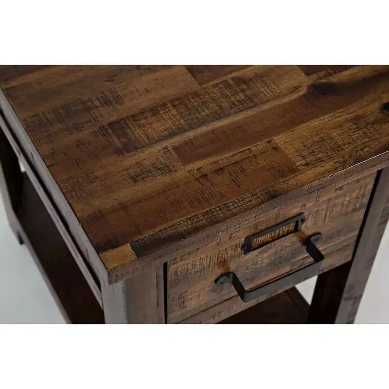 Distressed Industrial One Drawer Side Table - Gray Color