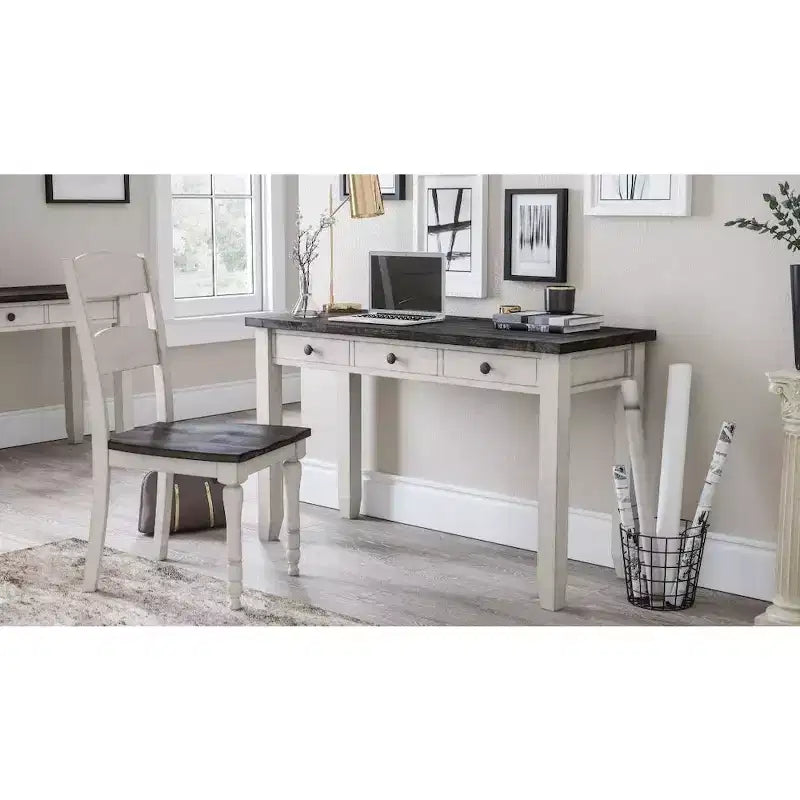 Rustic Reclaimed Solid Wood Farmhouse USB Charging Desk