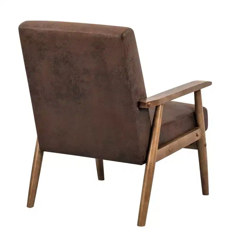 Modern Accent Armchair, Lounge Chair with Tapered Arms, Solid Wooden Frame, Microfiber Upholstered Chair for Living Room, Office