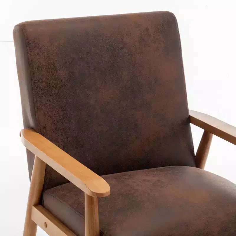 Modern Accent Armchair, Lounge Chair with Tapered Arms, Solid Wooden Frame, Microfiber Upholstered Chair for Living Room, Office