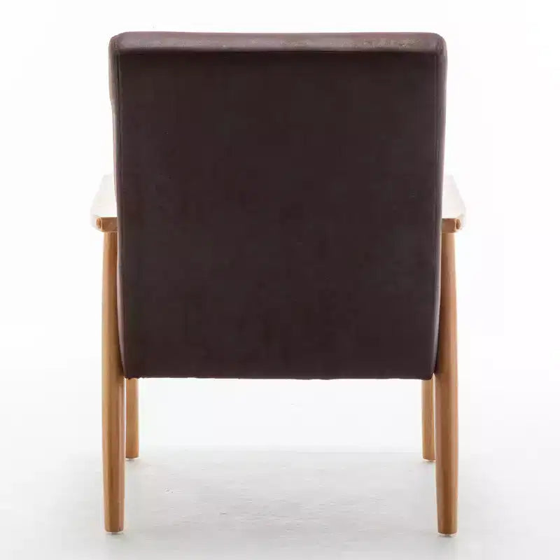 Modern Accent Armchair, Lounge Chair with Tapered Arms, Solid Wooden Frame, Microfiber Upholstered Chair for Living Room, Office