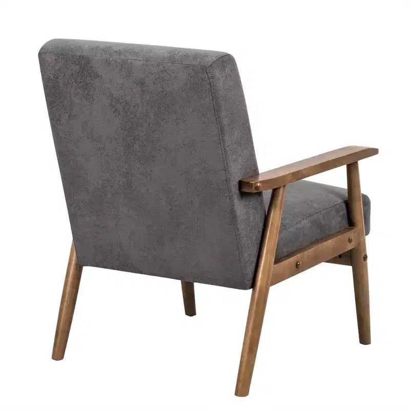 Modern Accent Armchair, Lounge Chair with Tapered Arms, Solid Wooden Frame, Microfiber Upholstered Chair for Living Room, Office