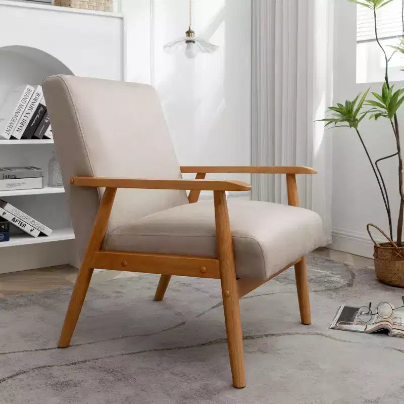 Modern Accent Armchair, Lounge Chair with Tapered Arms, Solid Wooden Frame, Microfiber Upholstered Chair for Living Room, Office