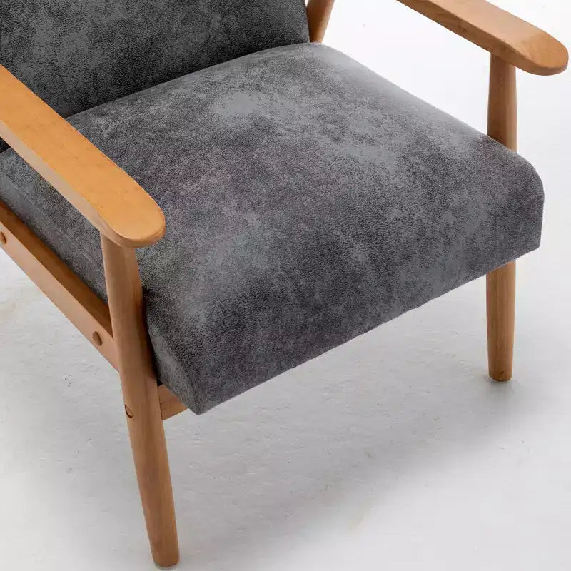 Modern Accent Armchair, Lounge Chair with Tapered Arms, Solid Wooden Frame, Microfiber Upholstered Chair for Living Room, Office