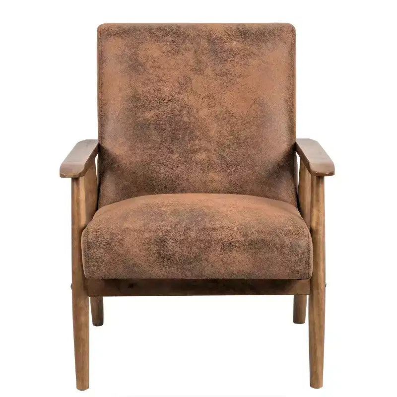 Modern Accent Armchair, Lounge Chair with Tapered Arms, Solid Wooden Frame, Microfiber Upholstered Chair for Living Room, Office