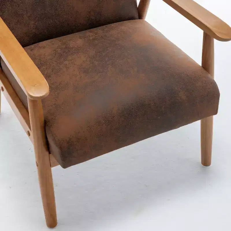 Modern Accent Armchair, Lounge Chair with Tapered Arms, Solid Wooden Frame, Microfiber Upholstered Chair for Living Room, Office