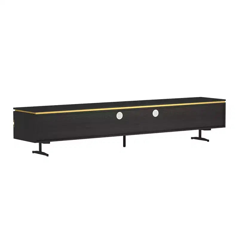 Farmhouse 86.61" Black TV Stand & Media Console with Hidden Storage Drawers, Enclosed Cabinets, Metal Legs & Cable Management