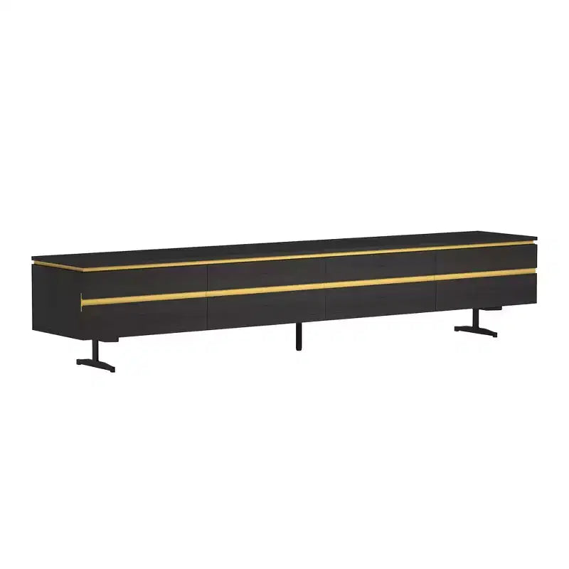 Farmhouse 86.61" Black TV Stand & Media Console with Hidden Storage Drawers, Enclosed Cabinets, Metal Legs & Cable Management