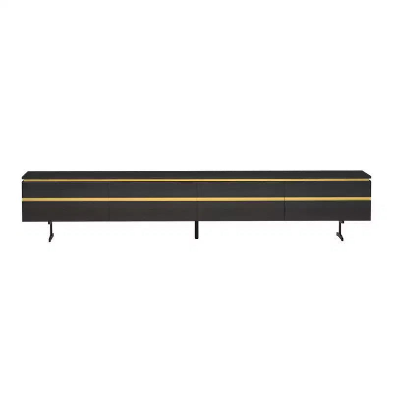Farmhouse 86.61" Black TV Stand & Media Console with Hidden Storage Drawers, Enclosed Cabinets, Metal Legs & Cable Management