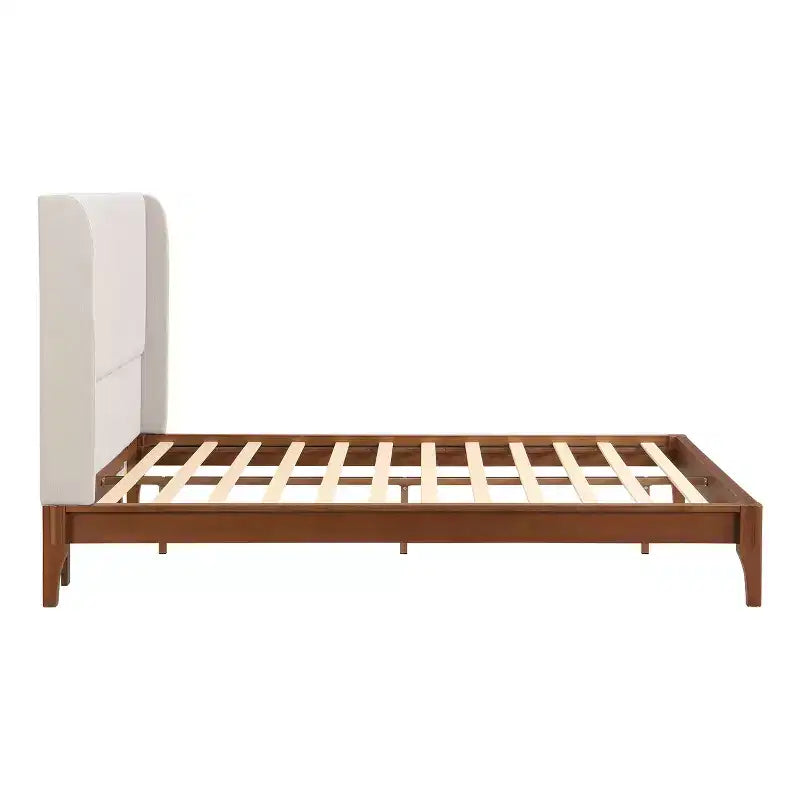 Solid Bamboo 12 Inch Platform Bed with Upholstered High Headboard
