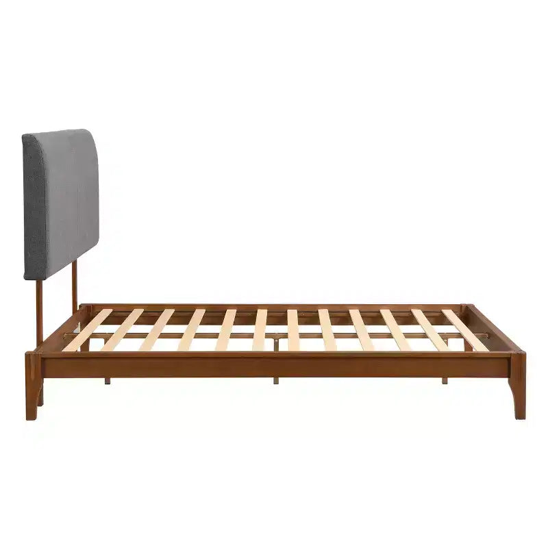 Solid Bamboo 12 Inch Platform Bed with Upholstered High Headboard