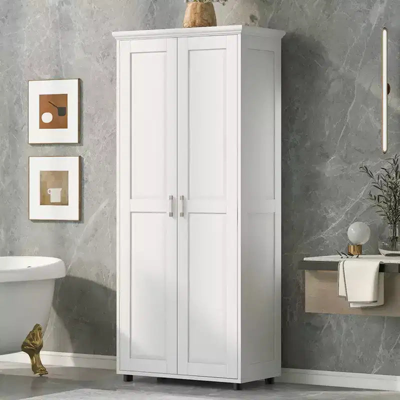 Tall Bathroom Storage Cabinets, Freestanding Floor Cabinet with 2 Doors, Adjustable Shelves, 5 Internal Compartments Kitchen Pantry