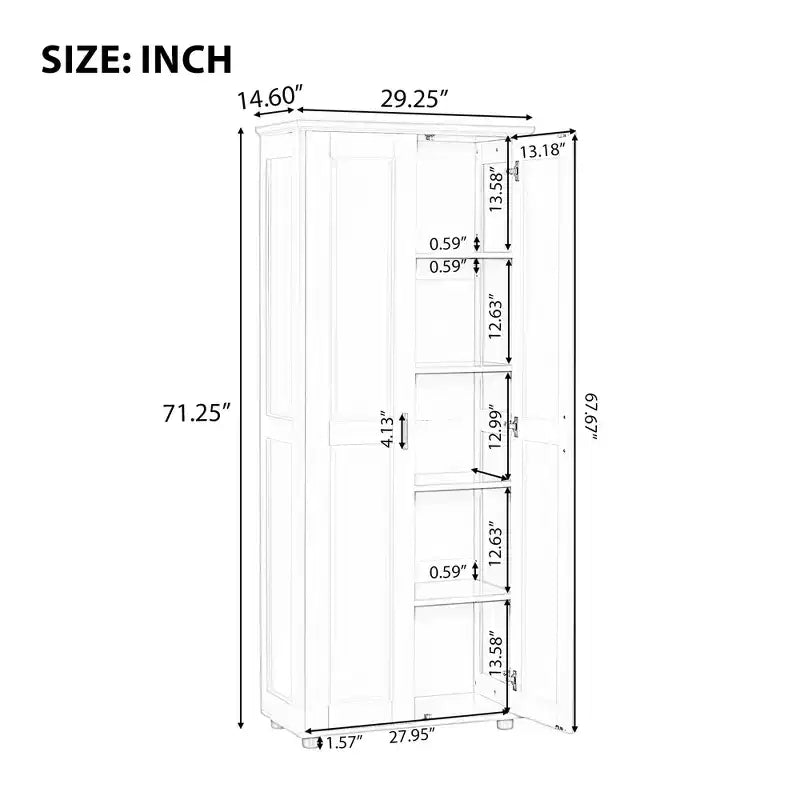 Tall Bathroom Storage Cabinets, Freestanding Floor Cabinet with 2 Doors, Adjustable Shelves, 5 Internal Compartments Kitchen Pantry