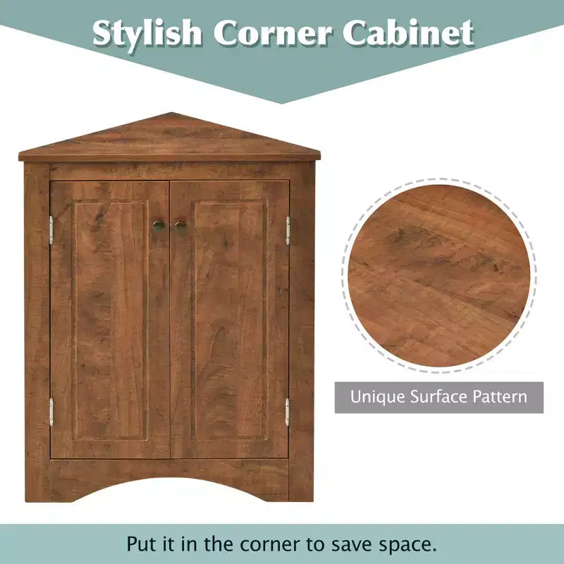 Modern Wood Bathroom Corner Storage Cabinet with Adjustable Shelf