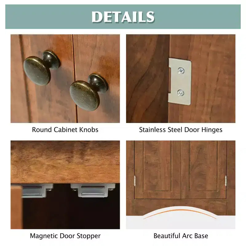 Modern Wood Bathroom Corner Storage Cabinet with Adjustable Shelf